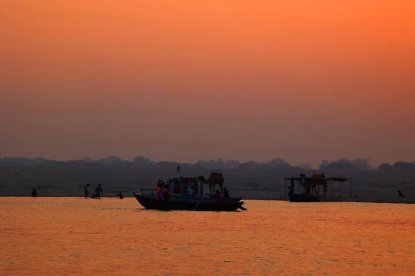 Beautiful Sunset Sea Boat — Stock Photo, Image
