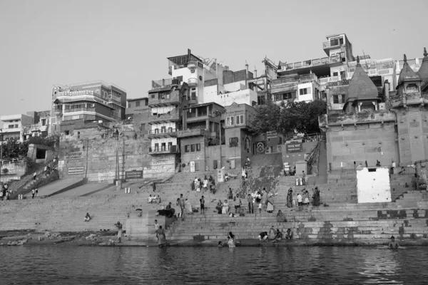 Varanasi Bhojpur Purvanchal India 023 힌두교 바라나시의 강에서 목욕을 스러운 — 스톡 사진