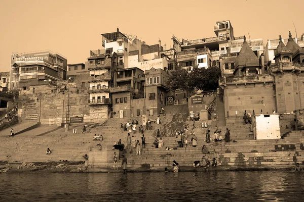 Varanasi Bhojpur Purvanchal India 2023 Gli Indù Fanno Bagno Rituale — Foto Stock