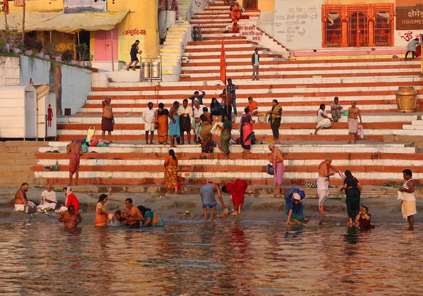Varanasi Bhojpur Purvanchal India 2023 Hindoes Nemen Ritueel Bad Rivier — Stockfoto
