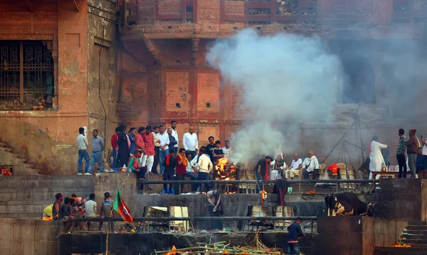 Varanasi Bhojpur Purvanchal India 2023 View Ceremony Cremation Unknown Hindu Royalty Free Stock Images