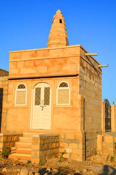 Thar Desert Jaisalmer Rajasthan India 2023 Pequena Aldeia Com Casas — Fotografia de Stock