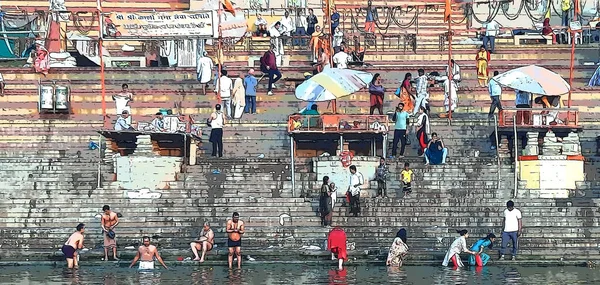 Varanasi Bhojpur Purvanchal India 2023 Manikarnika Ghat Bilinmeyen Bir Hintlinin — Stok fotoğraf