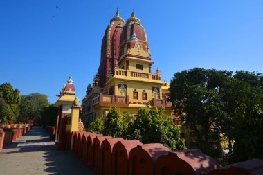 DELHI INDIA - 02 11 2023: Laxminarayan Mandir, Delhi, Hindistan 'da Laxminarayan' a adanmış bir Hindu tapınağıdır. Laxminarayan genellikle Narayan olarak da bilinen Trimurti 'deki Koruyucu Vishnu' ya gönderme yapar. 