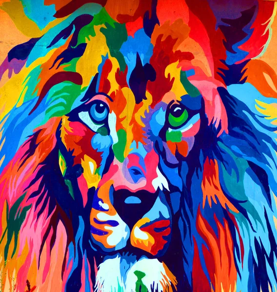 Homme Lion Signe Illustration Pop Art Icône Fond Avec Des — Photo