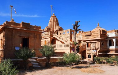 JAISALMER RAJASTHAN INDIA - 02 13 2023: Lodurva Jain Temple, near Jaisalmer in Rajasthan, is dedicated to the 23er Tirthankara Parshvanatha and is also a popular Jain pilgrim for Jains from Rajasthan clipart