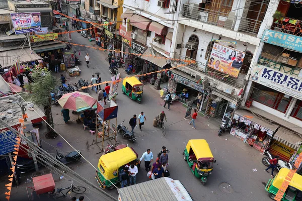 Delhi India 2023 Pracowita Ulica Rynku Chandni Chowk Istnieje Setek — Zdjęcie stockowe