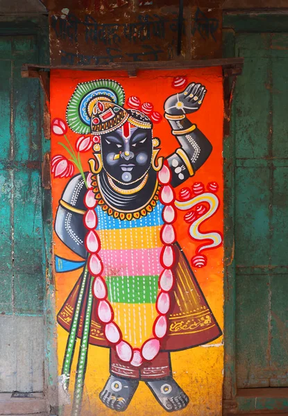 建物の壁に伝統的なインドの絵 — ストック写真