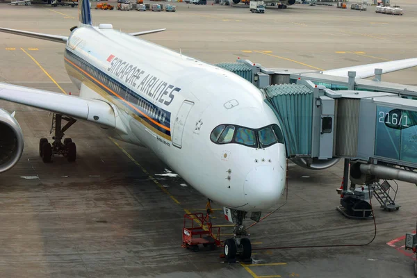 Niemcy Munich 2023 Samolot Odrzutowy Linii Lotniczych Singapur Zaparkowany Lotnisku — Zdjęcie stockowe
