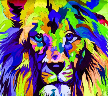 Erkek aslan işareti illüstrasyon renk lekeli pop-art arkaplan simgesi