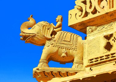 JAISALMER INDIA - 02: 13 23: Rajasthan 'daki Jaisalmer yakınlarındaki Lodurva Jain Tapınağı' nın resimleri, 23. Tirthankara Parshvanatha 'ya ithaf edilmiştir.