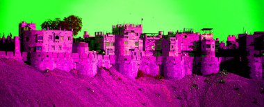 JAISALMER INDIA - 02: 13 23: Jaisalmer Kalesi 'nin Hindistan' ın Rajasthan eyaletindeki hali. Dünyada yaşayan çok az kaleden biri olduğuna inanılıyor.