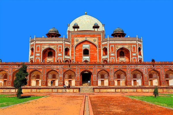 Delhi India 2023 Ilustrace Humayunova Hrobka Hrobkou Mughalského Císaře Humayuna — Stock fotografie