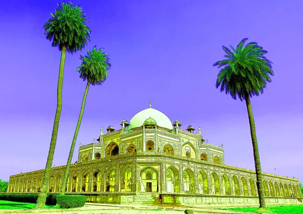 Delhi India 2023 Illustrazione Tomba Humayun Tomba Dell Imperatore Mughal — Foto Stock