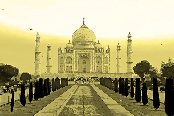 Taj Mahal Agra Uttar Pradesh India 2023 日出时的泰姬陵是亚穆纳河右岸的一座象牙白色大理石陵墓 — 图库照片