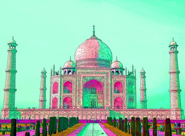 Taj Mahal Agra Uttar Pradesh India 2023 Ilustracja Taj Mahal — Zdjęcie stockowe
