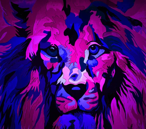 Αρσενικό Λιοντάρι Σημάδι Εικονογράφηση Pop Art Εικονίδιο Φόντου Κηλίδες Χρώματος — Φωτογραφία Αρχείου