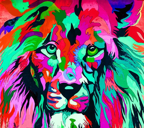 Sinal Leão Masculino Ilustração Ícone Fundo Pop Art Com Manchas — Fotografia de Stock