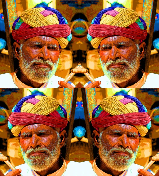 Jaisalmer Rajasthan India 2023年 インド ラジャスタン州のジャイサルマー要塞で物乞いをしているストリートミュージシャン — ストック写真