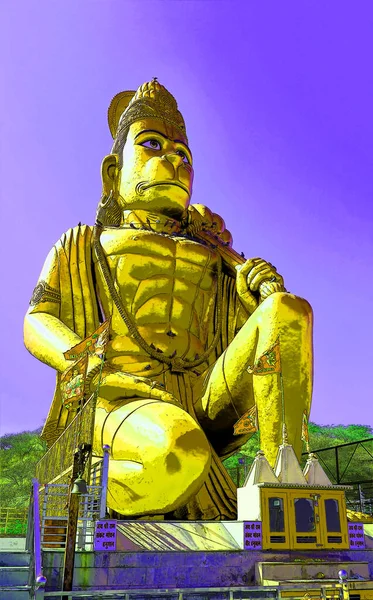 2023 汉曼雕像的图解是印度教的神 也是拉玛神的神圣的瓦那拉伴侣 汉曼是印度教史诗 罗摩衍那 的中心人物之一 — 图库照片
