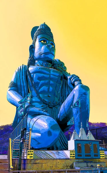 Rumal India 2023年 ハヌマーン像のイラストは ヒンドゥ教の神であり ラーマ神の神ヴァナーラの仲間です ハヌマーンは ヒンズー教の叙事詩ラマヤナの中心人物の一人です — ストック写真