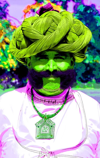 Rural Rajasthan India 2023 Ilustración Hombre Jainismo Sexta Religión Más —  Fotos de Stock