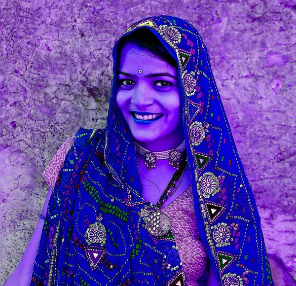 Kukmbhalgarh Rajasthan India 2023 Jonge Vrouw Bezoek Het Kumbhal Fort — Stockfoto