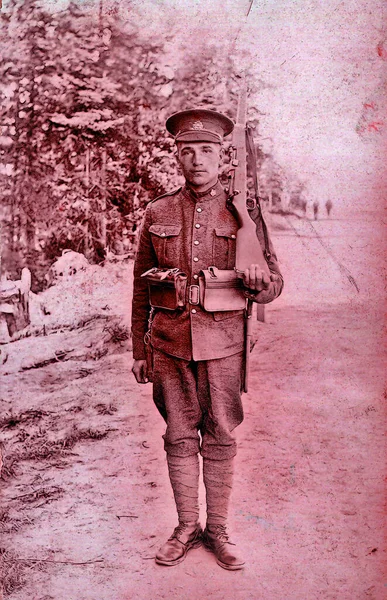 Harika Britain Circa 1916 Dünya Savaşı Sırasındaki Klasik Kanadalı Asker — Stok fotoğraf
