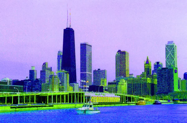 Chicago Illinois Förenade Staterna 2003 Downtown Och John Hancock Center — Stockfoto