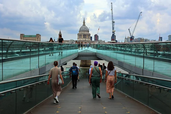 Londres Reino Unido 2023 Puente Del Milenio Catedral San Pablo — Foto de Stock