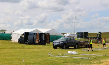 SALISBURY UNITED KINGDOM 06 20 23: Preparation for the summer solstice. Stonehenge was built to align with the sun on the solstices.