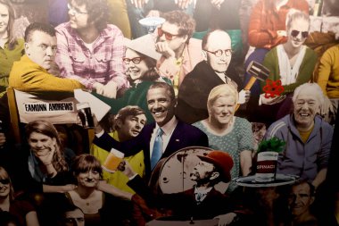 DUBLIN REPUBLIC OF IRELAND 05 28 2023: Pictures of famous Irishs of the diaspora and famous people arround de wolrd visiting Ireland.