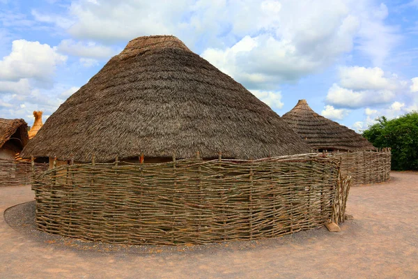 stock image SALISBURY UNITED KINGDOM 06 20 23: Neolithic houses. Stonehenge was built by the late Neolithic people around 5000 years ago, about 3000 BC.