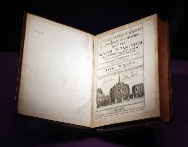 DUBLIN REPUBLIC OF IRLAND 05 29 2023: The new testament in coptic. The Bible returned a gospel that is more than a thousand years old to the Greek Orthodox Church. Chester Beatty Library