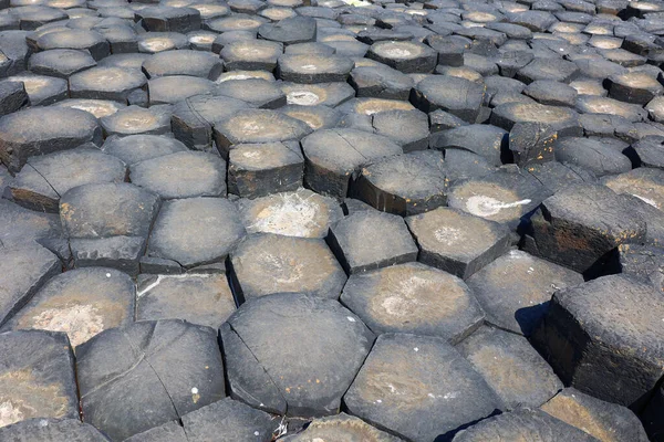 stock image Giant's Causeway is an area of about 40,000 interlocking basalt columns, the result of an ancient volcanic fissure eruption.     