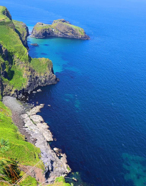 Blick Auf Die Insel Carrick Reed Mit Seilbrücke County Antrim — Stockfoto