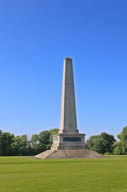 DUBLIN İRELAND REPUBLIC 05 28 2023: Wellington Anıtı (İrlandaca: Leacht Wellington), ya da bazen Wellington Testimonial Phoenix Park, Dublin 'de bulunan bir dikilitaştır.