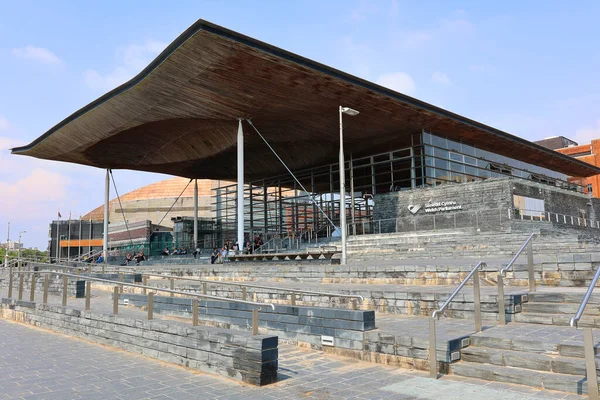 stock image CARDIFF WALES UNITED KINGDOM 06 17 23: Senedd, also known as the National Assembly building was opened by Queen Elizabeth II in 2006 in Cardiff, South Wales and is the location of the Welsh Parliament