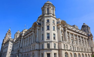 Liverpool, İngiltere 'de güzel mimari ve sokak manzarası  