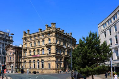 Liverpool, İngiltere 'de güzel mimari ve sokak manzarası  