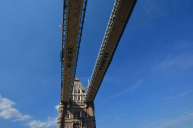 LONDON BİRLİĞİ KINGDOM - 06 19 2023: Tower Bridge 'in Ayrıntıları, 1886 ve 1894 yılları arasında Londra' da inşa edilen birleşik baskül ve asma köprü listesidir.