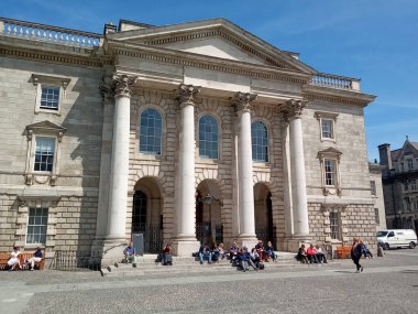 DUBLIN REPUBLIC OF IRELAND 05 28 2023: Trinity College or the College of the Holy and Undivided Trinity of Queen Elizabeth near Dublin, is the sole constituent college of the University of Dublin