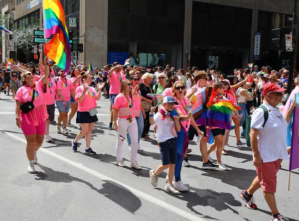 stock image MONTREAL QUEBEC CANADA 08 13 23: Participants at the Community Day for Montreal Pride Celebrations festival. This event has a mandate to involve, educate and entertain