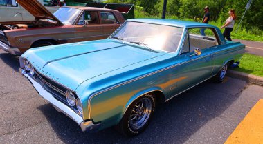 Granby QueBEC CANADA 07: 30: 23 Eski araba eski otomobil sergisi