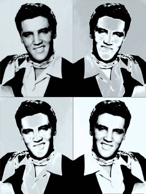 CIRCA 1965: Elvis Presley 'in pop sanatı Amerikalı şarkıcı ve aktördür. Rock 'n Roll' un kralı olarak bilinir. 20. yüzyılın en önemli kültürel figürlerinden biridir.