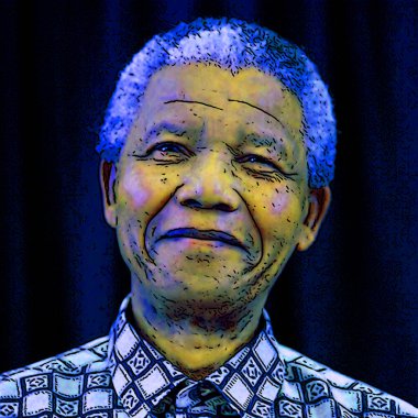 CIRCA 1995: Nelson Mandela 'nın pop sanatı Güney Afrika' nın ırkçılık karşıtı çalışmaları nedeniyle hapiste geçirdiği zamandan sonra seçilen ilk siyahi başkanıydı. 1993 yılında Nobel Barış Ödülü 'nü kazandı..