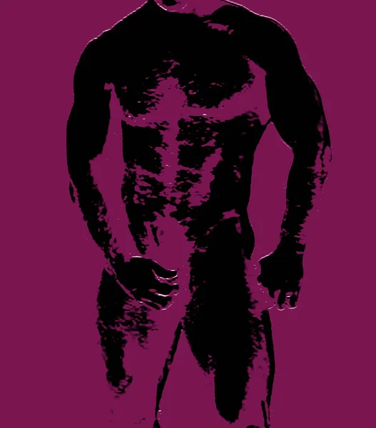 Corpo Homem Pop Art Retro Sinal Ilustração Ícone Fundo — Fotografia de Stock