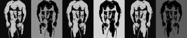 Nsan Vücudu Pop Sanat Retro Tabela Resimleme Arkaplan Simgesi — Stok fotoğraf