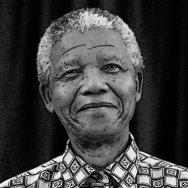 Circa 1995 纳尔逊 曼德拉的流行艺术是南非第一位黑人总统 他因反对种族隔离而在狱中当选 1993年他获得诺贝尔和平奖 — 图库照片