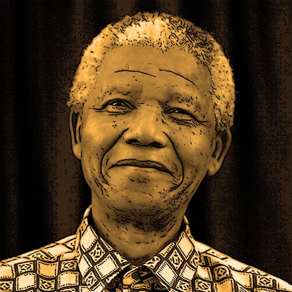 1995年 ネルソン マンデラのポップ アートは 反アパルトヘイト活動のために刑務所で選出された南アフリカ初の黒人大統領だった 1993年にノーベル平和賞を受賞した — ストック写真